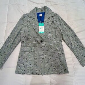 CAbi Gray Textured Blazer Notched Lapel Structured